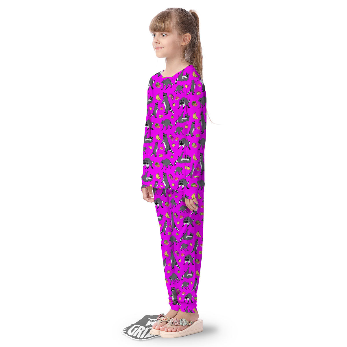 Fruit And Raccoon Print Pattern Kid's Pajamas-grizzshop