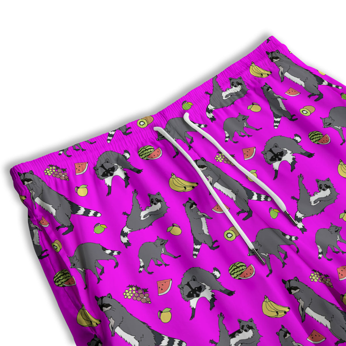 Fruit And Raccoon Print Pattern Men's Athletic Shorts