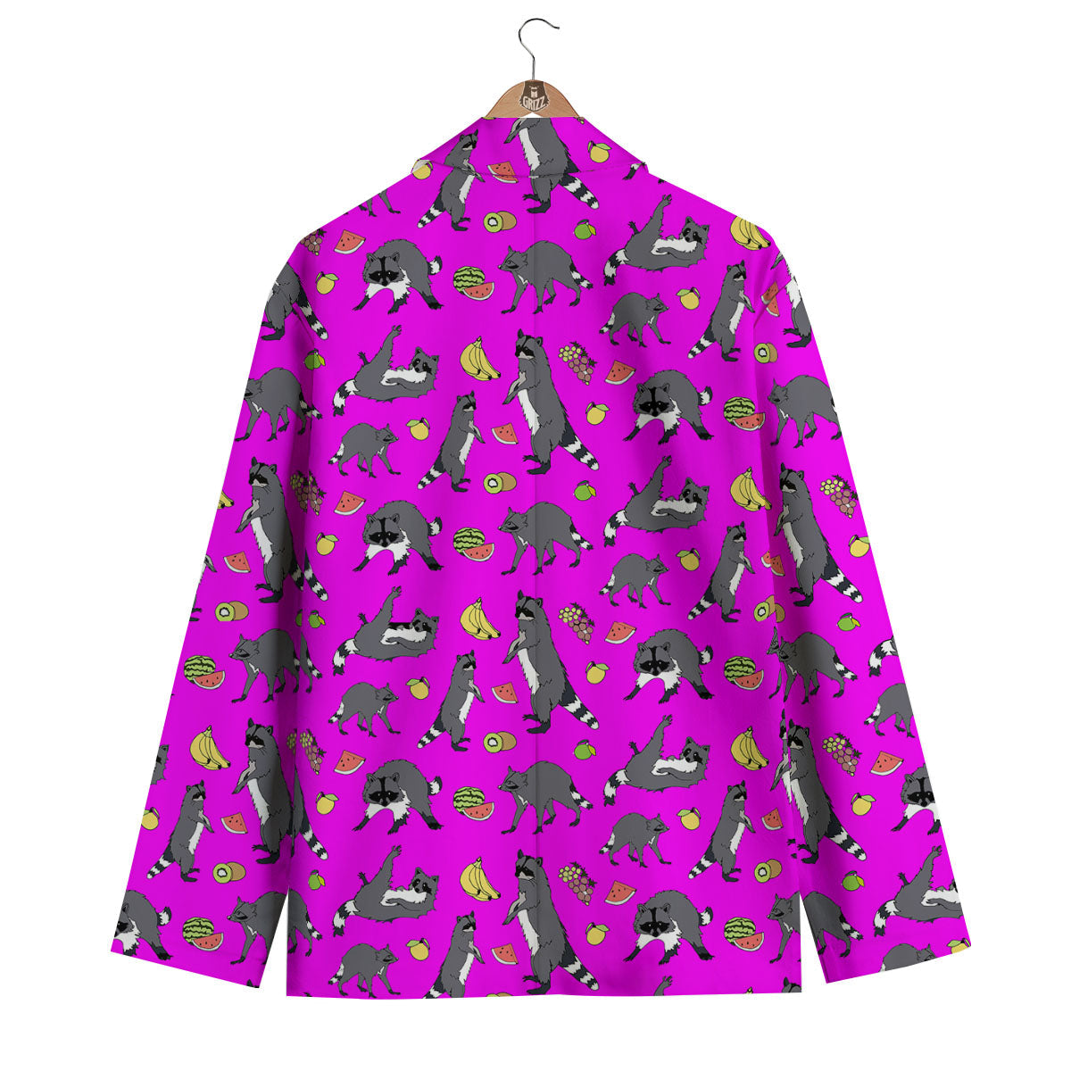Fruit And Raccoon Print Pattern Men's Blazer-grizzshop