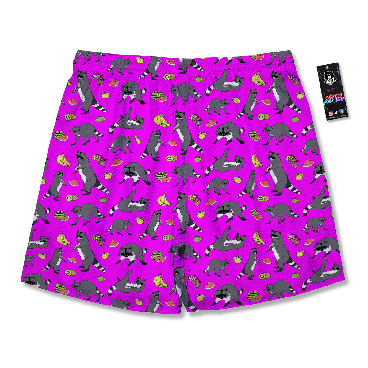 Fruit And Raccoon Print Pattern Men's Running Shorts-grizzshop