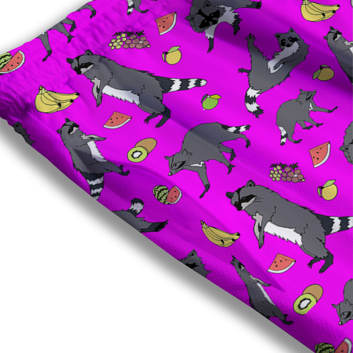 Fruit And Raccoon Print Pattern Mesh Shorts