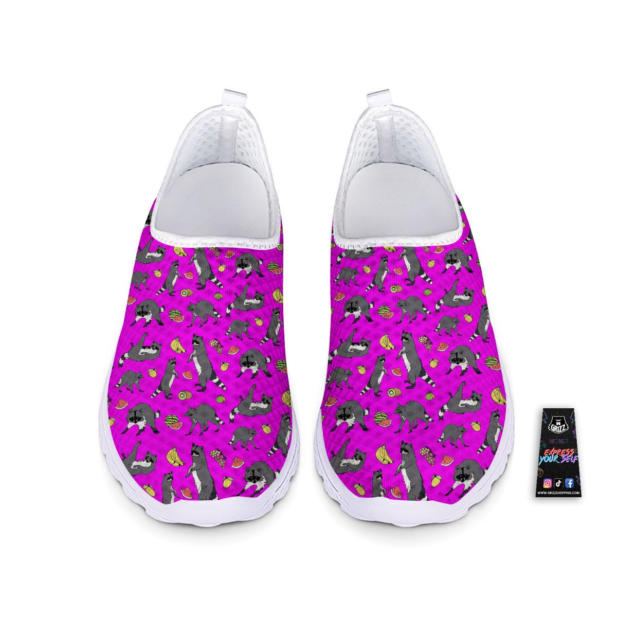 Fruit And Raccoon Print Pattern Nurse Shoes-grizzshop