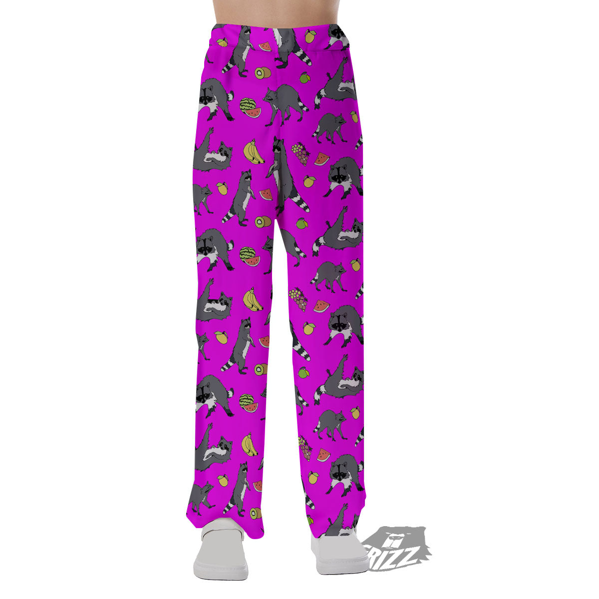 Fruit And Raccoon Print Pattern Pajama Pants-grizzshop