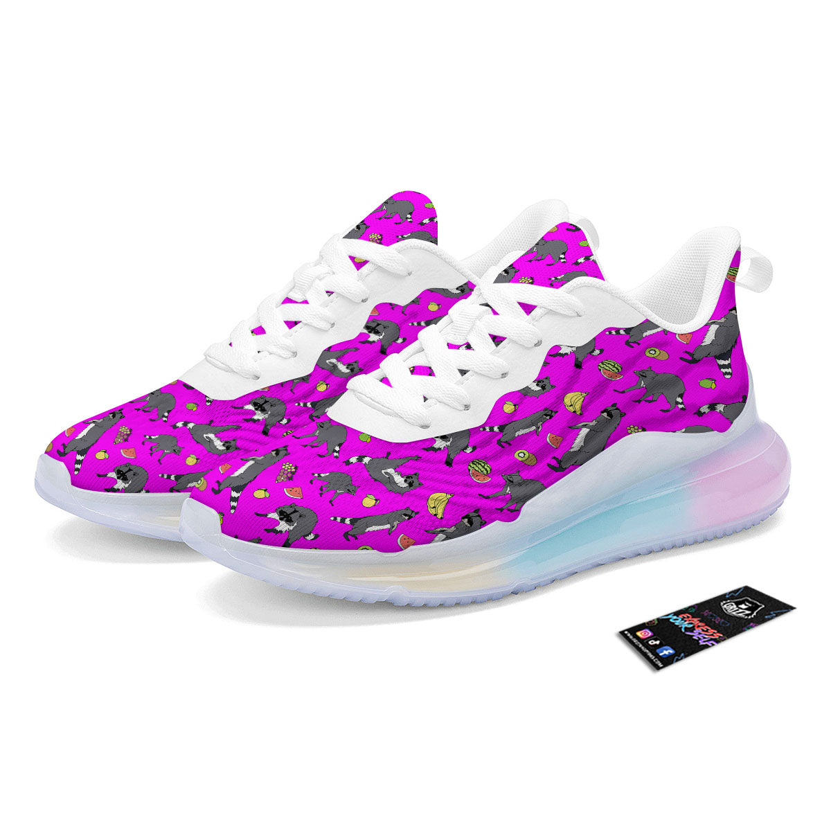 Fruit And Raccoon Print Pattern Running Sneakers-grizzshop