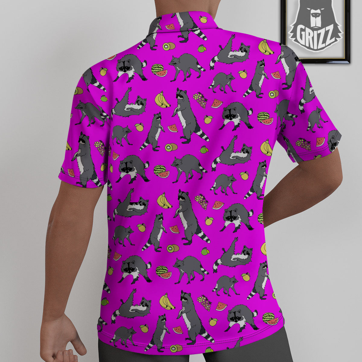 Fruit And Raccoon Print Pattern Untucked Shirts-grizzshop