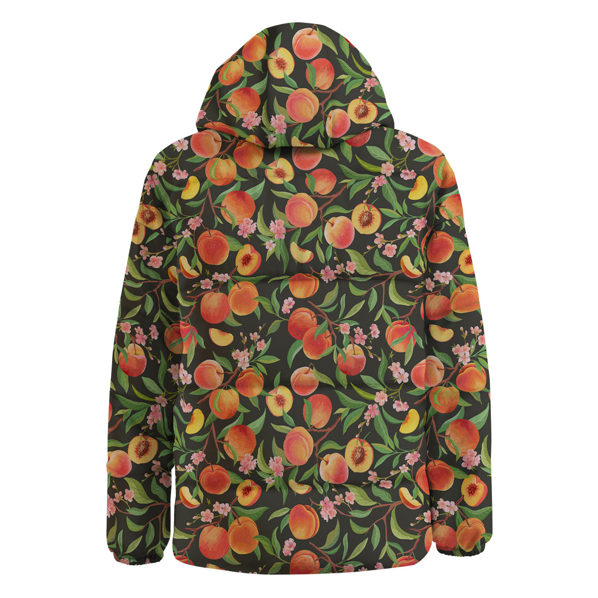 Fruit Apricot Watercolor Print Pattern Down Jacket-grizzshop
