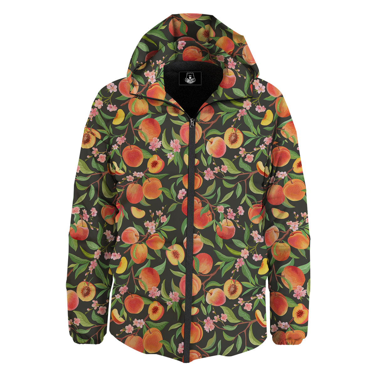 Fruit Apricot Watercolor Print Pattern Down Jacket-grizzshop