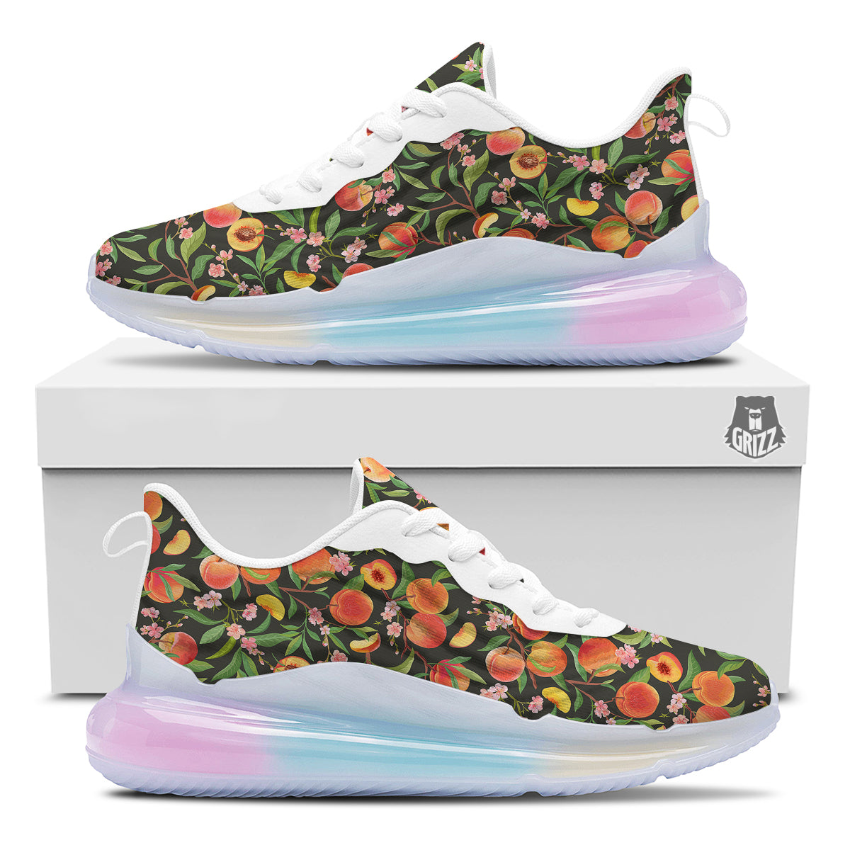 Fruit Apricot Watercolor Print Pattern Running Sneakers-grizzshop