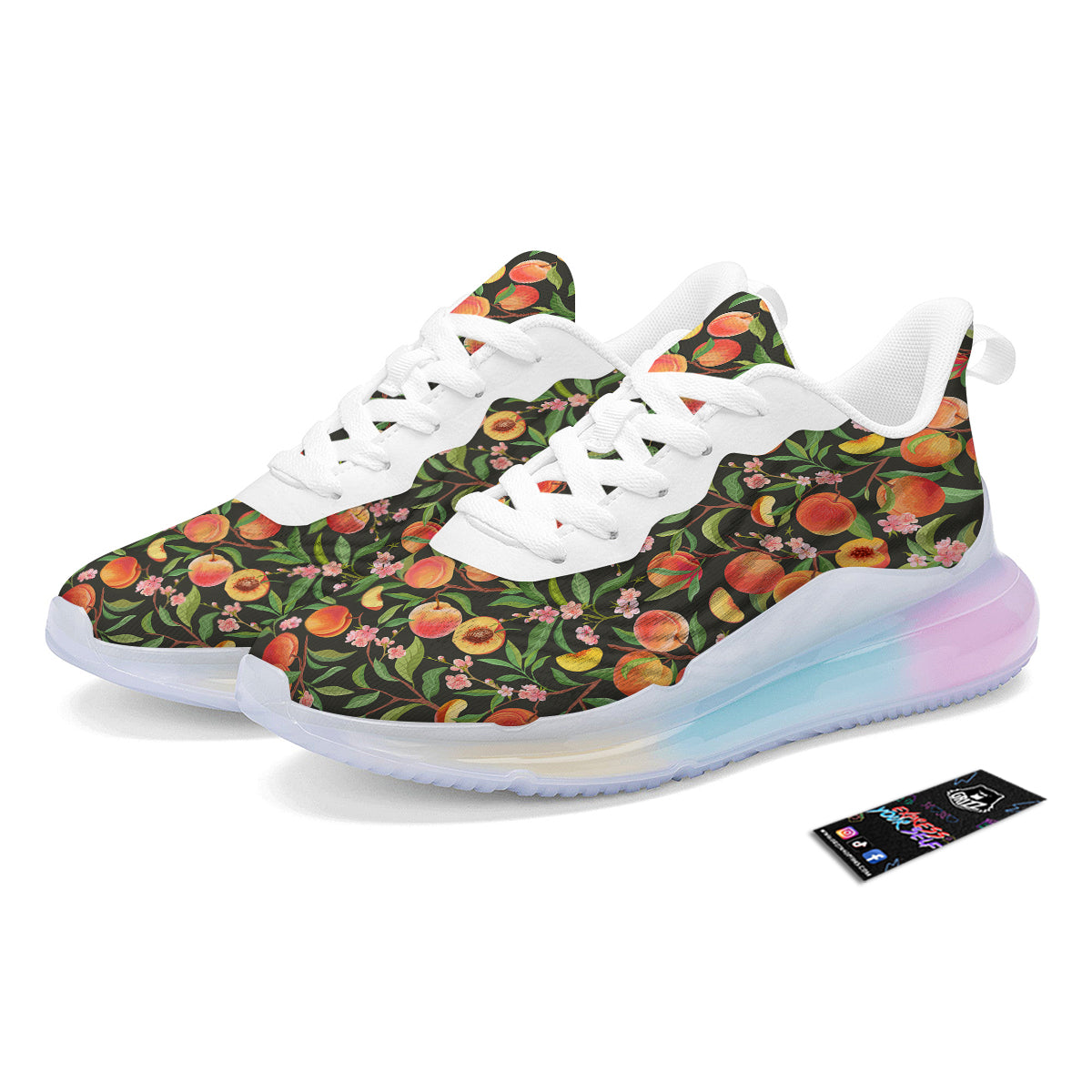Fruit Apricot Watercolor Print Pattern Running Sneakers-grizzshop