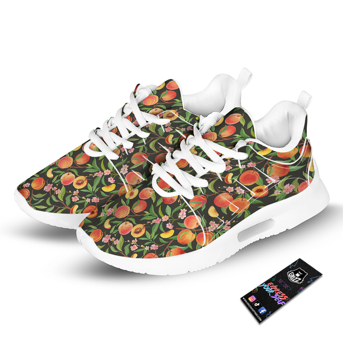 Fruit Apricot Watercolor Print Pattern Tennis Shoes-grizzshop