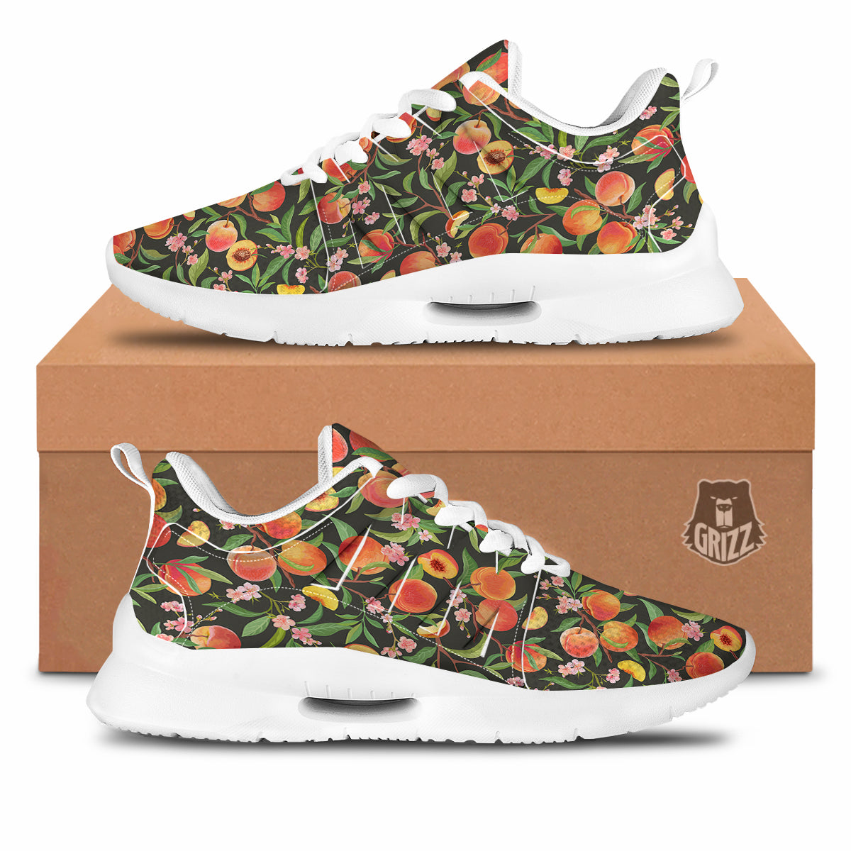 Fruit Apricot Watercolor Print Pattern Tennis Shoes-grizzshop