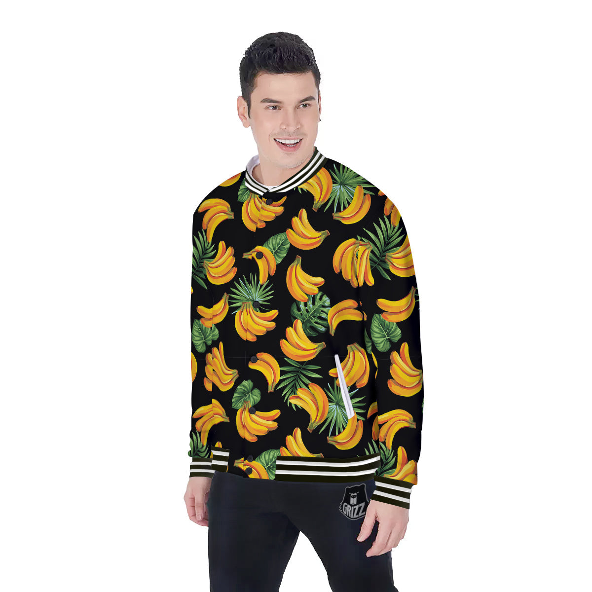Fruit Banana Print Pattern Baseball Jacket-grizzshop