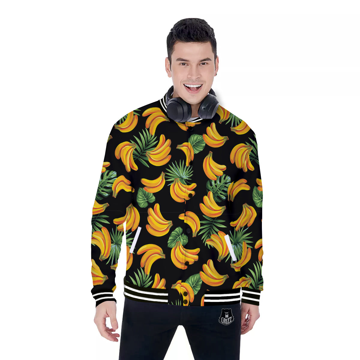 Fruit Banana Print Pattern Baseball Jacket-grizzshop