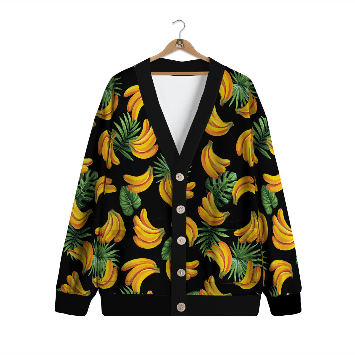 Fruit Banana Print Pattern Cardigan-grizzshop