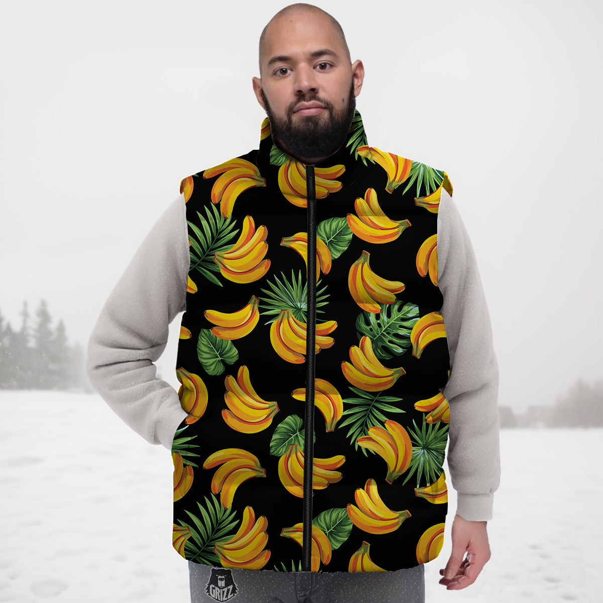 Fruit Banana Print Pattern Down Vest