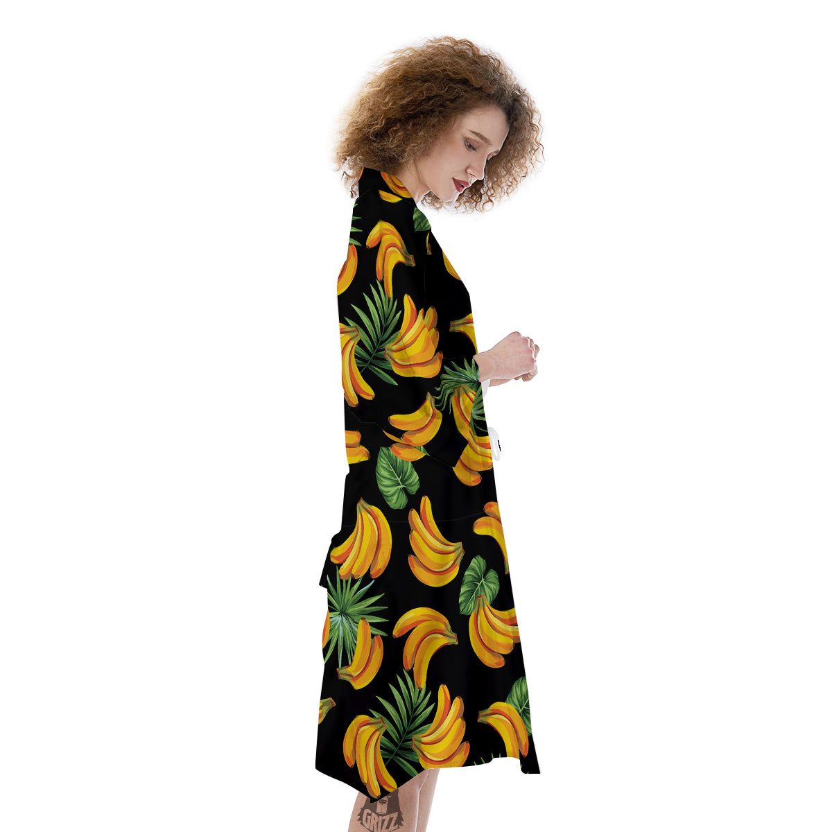 Fruit Banana Print Pattern Kimono-grizzshop