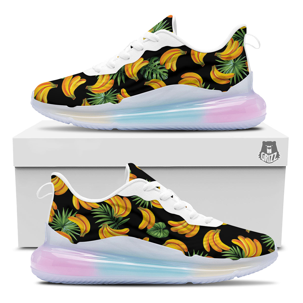 Fruit Banana Print Pattern Running Sneakers-grizzshop