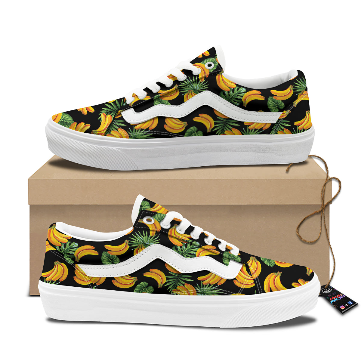 Fruit Banana Print Pattern Skate Shoes-grizzshop