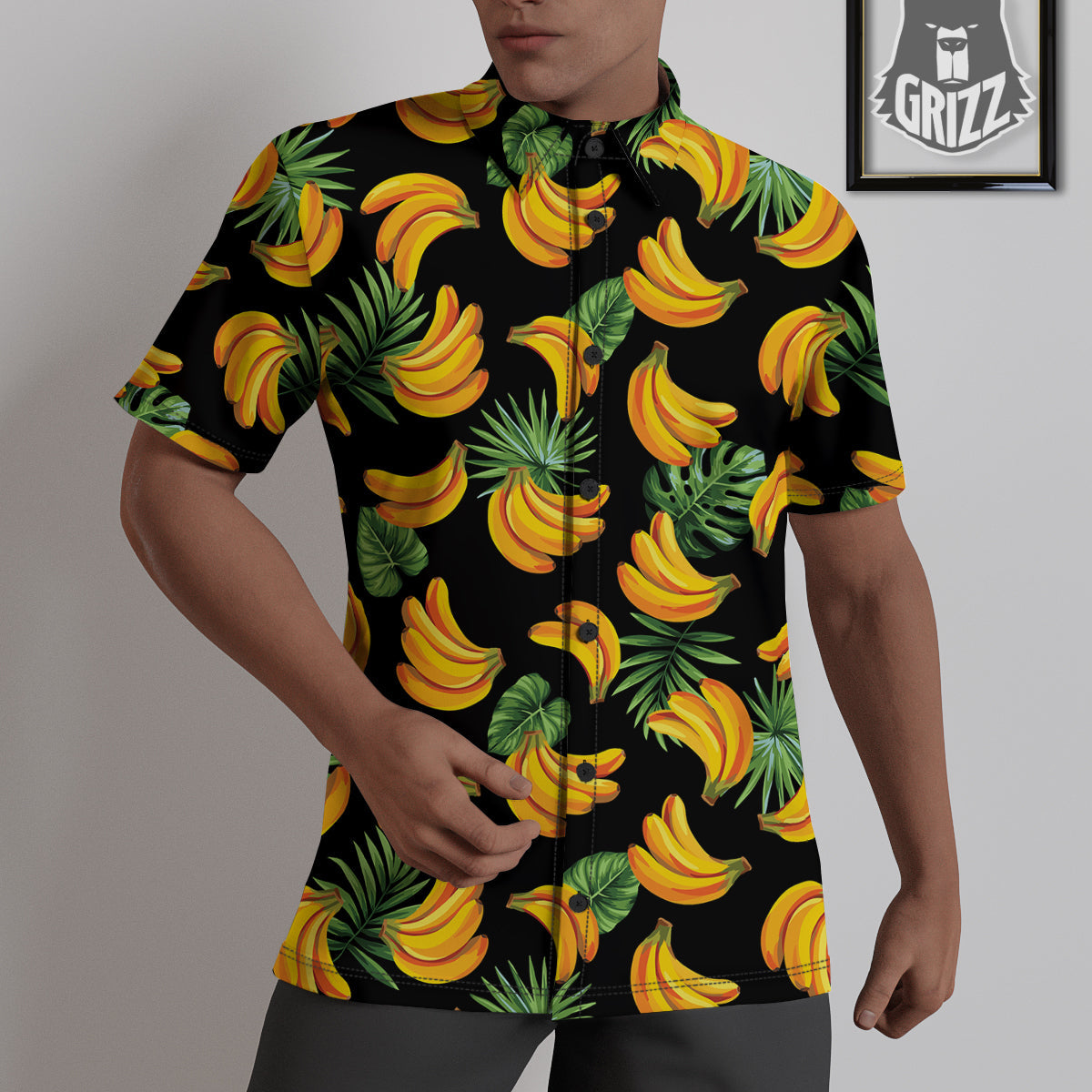 Fruit Banana Print Pattern Untucked Shirts-grizzshop