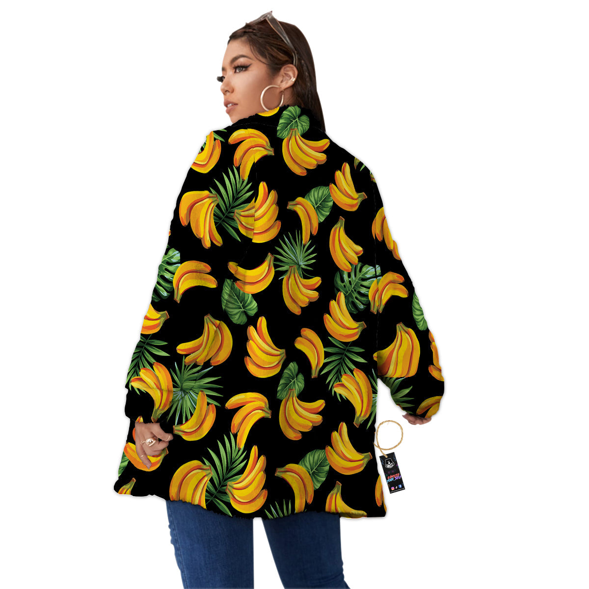 Fruit Banana Print Pattern Women's Sherpa Jacket-grizzshop