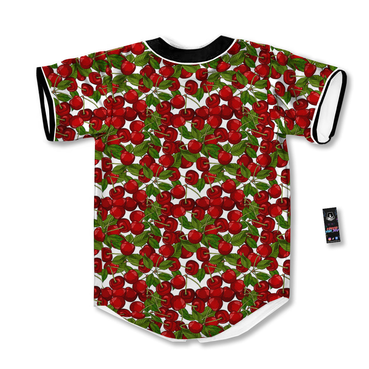 Fruit Cherry Print Pattern Baseball Jersey-grizzshop