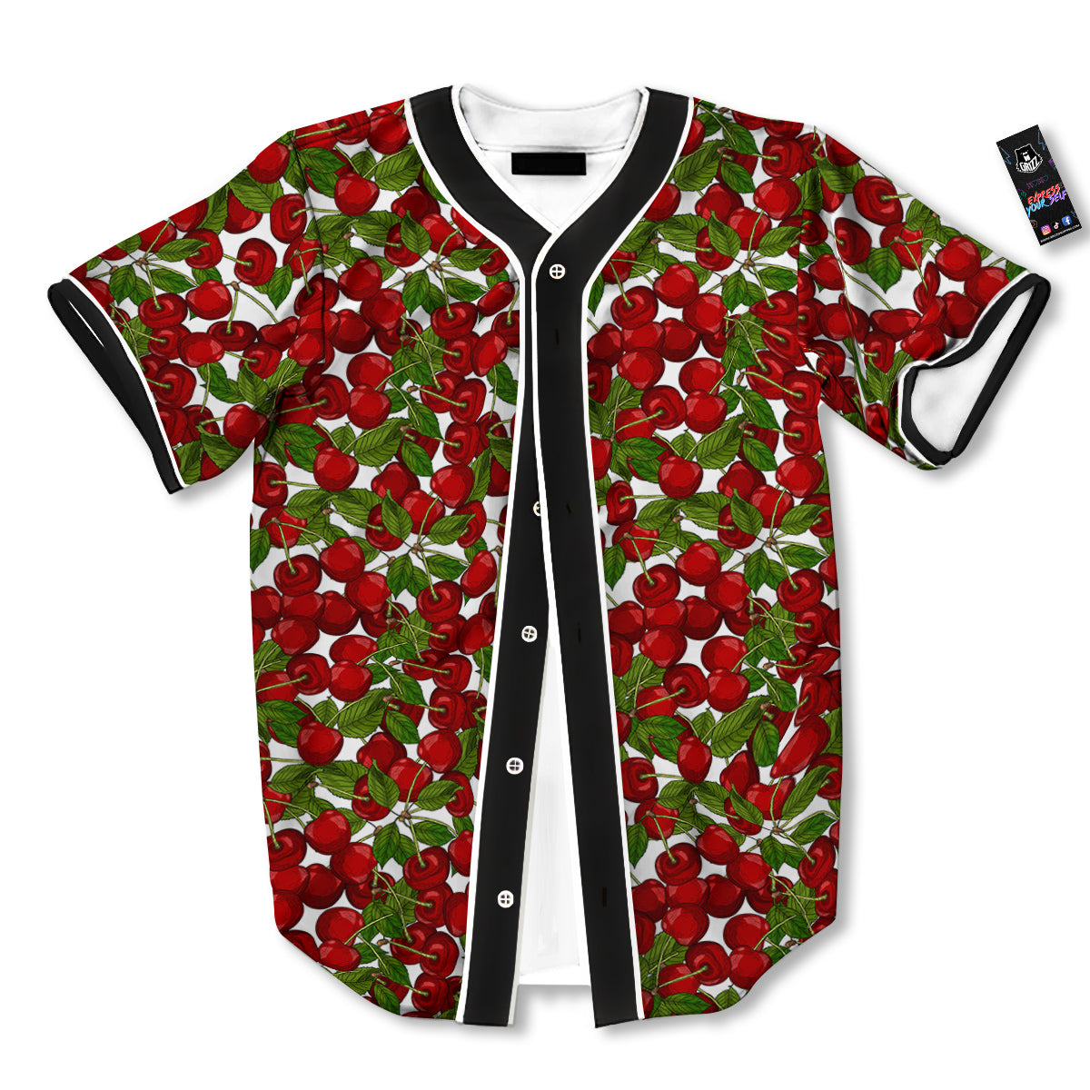 Fruit Cherry Print Pattern Baseball Jersey-grizzshop