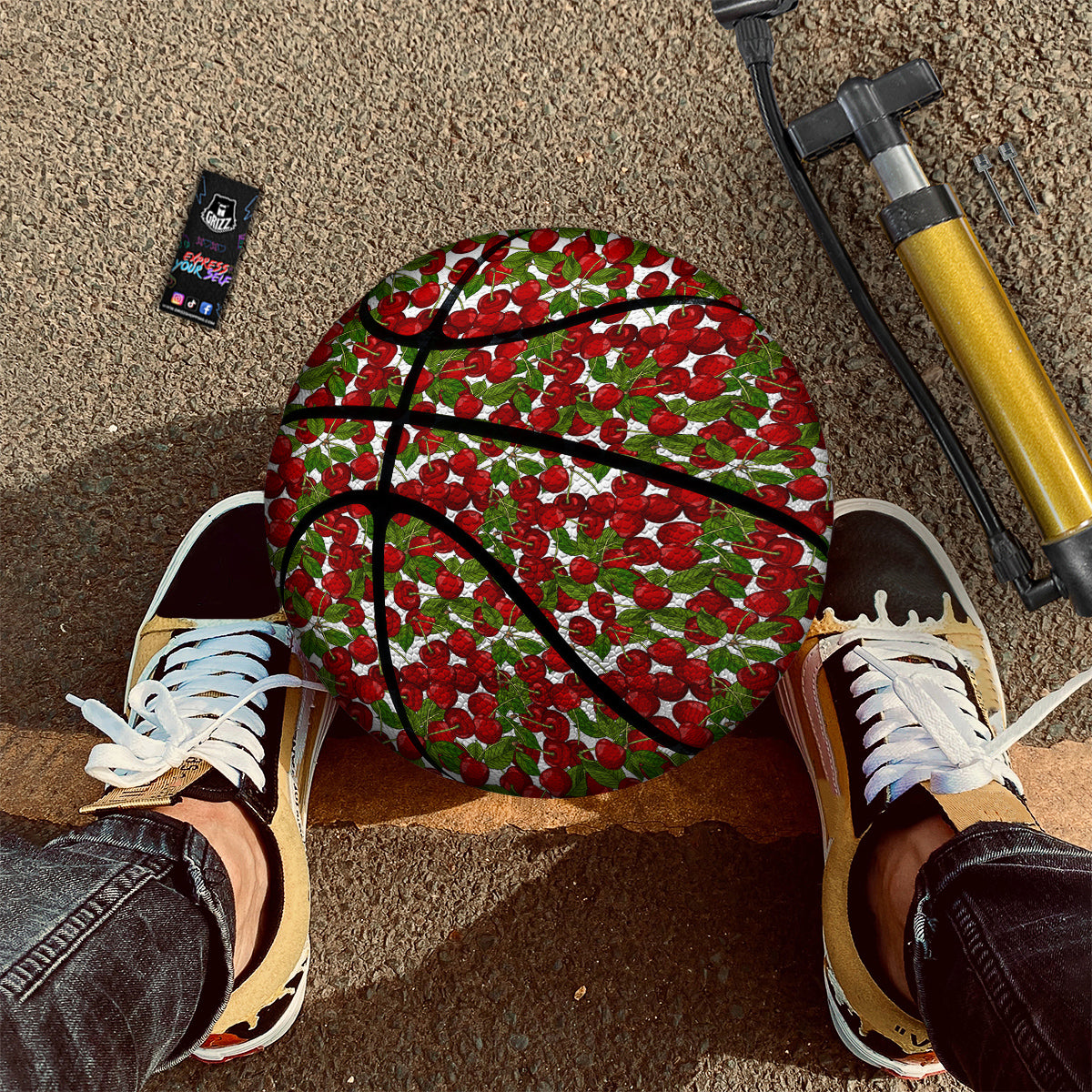 Fruit Cherry Print Pattern Basketball-grizzshop