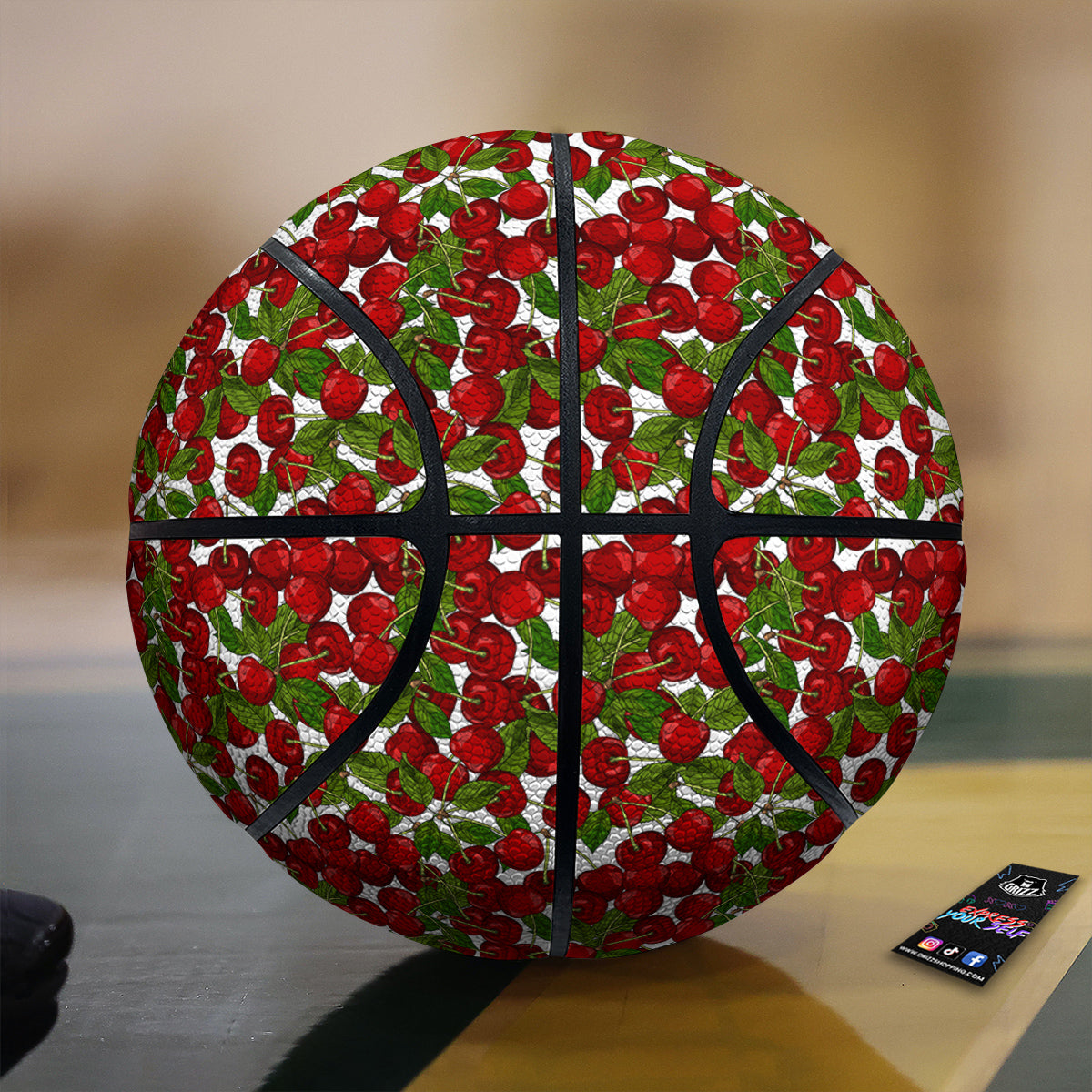 Fruit Cherry Print Pattern Basketball-grizzshop