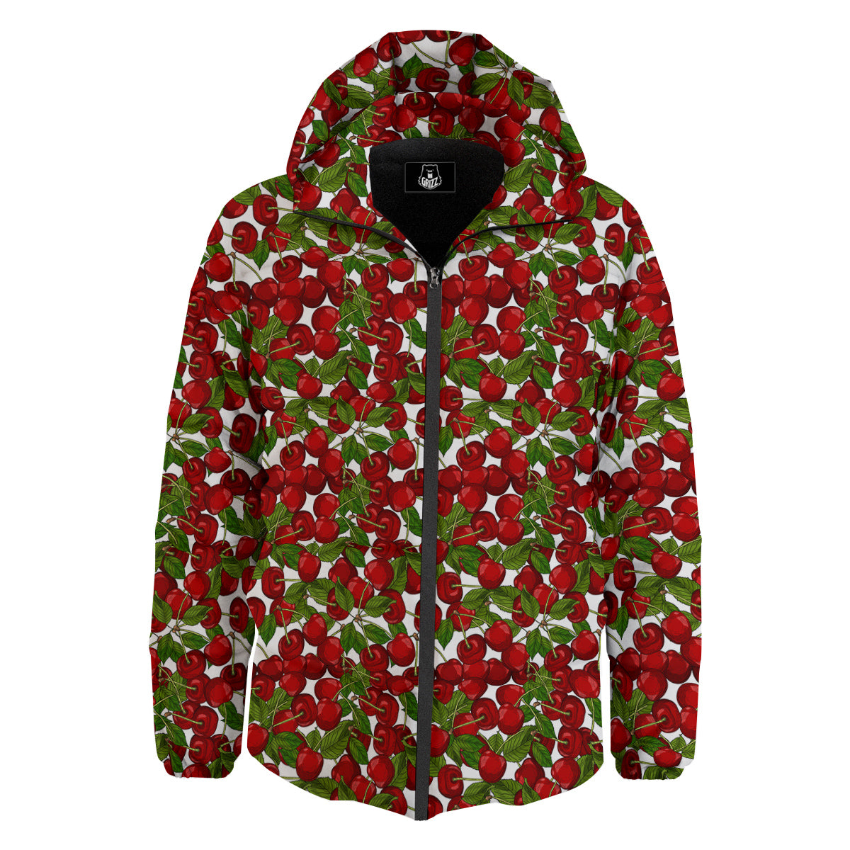 Fruit Cherry Print Pattern Down Jacket-grizzshop