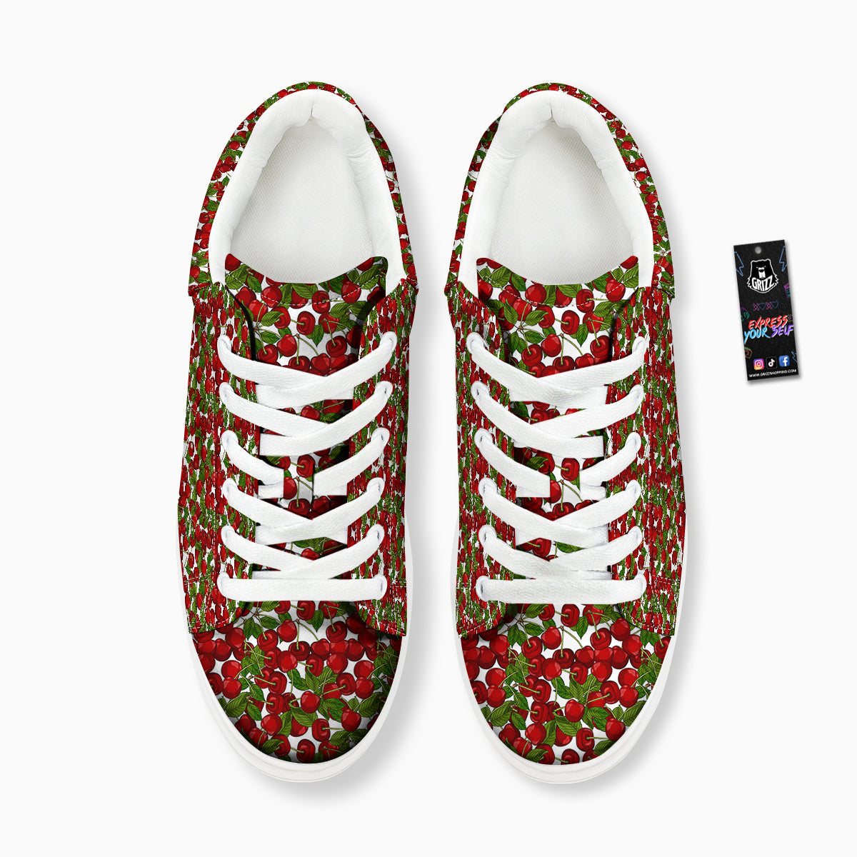 Fruit Cherry Print Pattern Platform Shoes-grizzshop