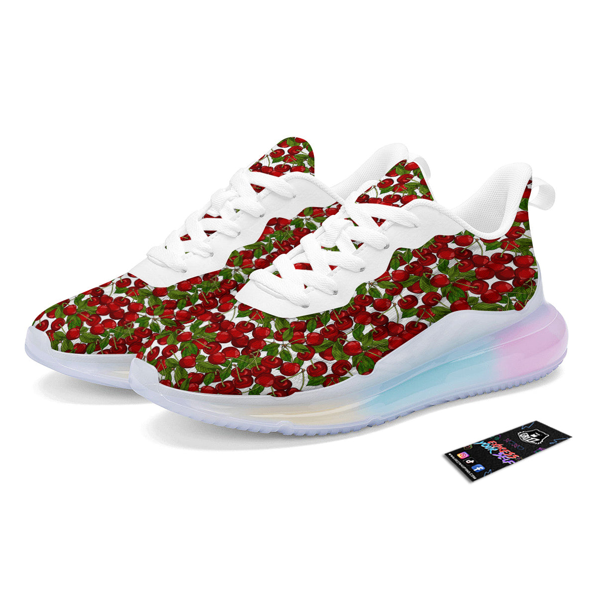 Fruit Cherry Print Pattern Running Sneakers-grizzshop
