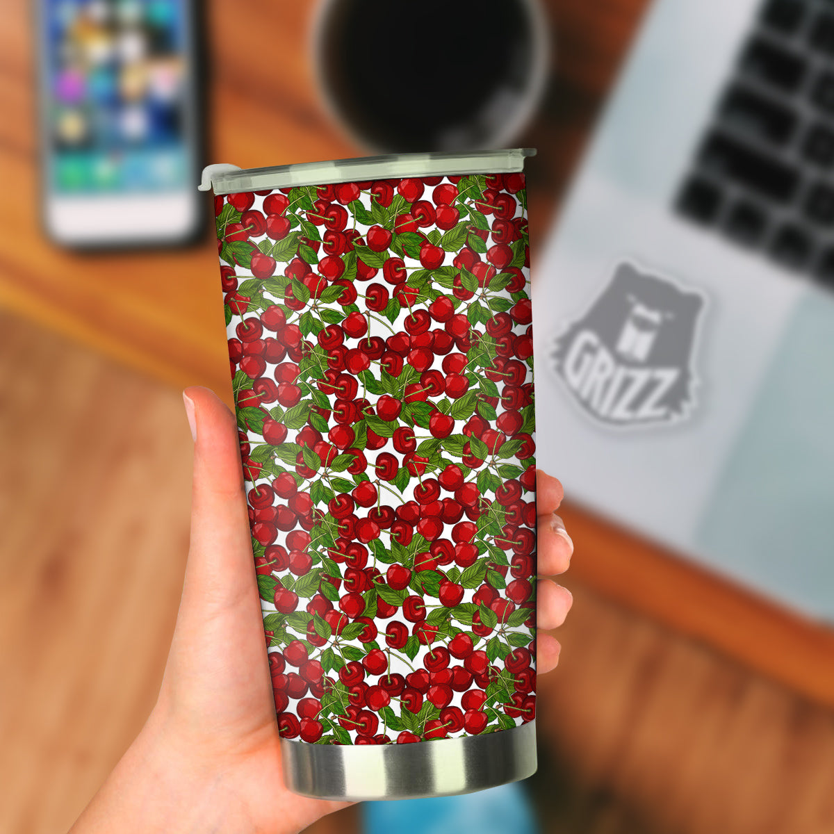 Fruit Cherry Print Pattern Tumbler-grizzshop