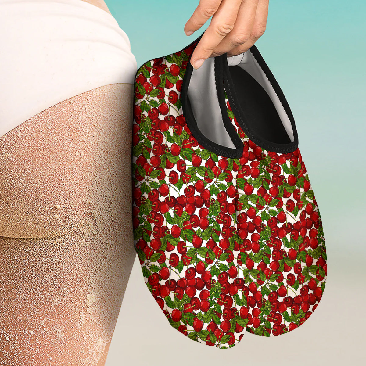 Fruit Cherry Print Pattern Water Shoes-grizzshop