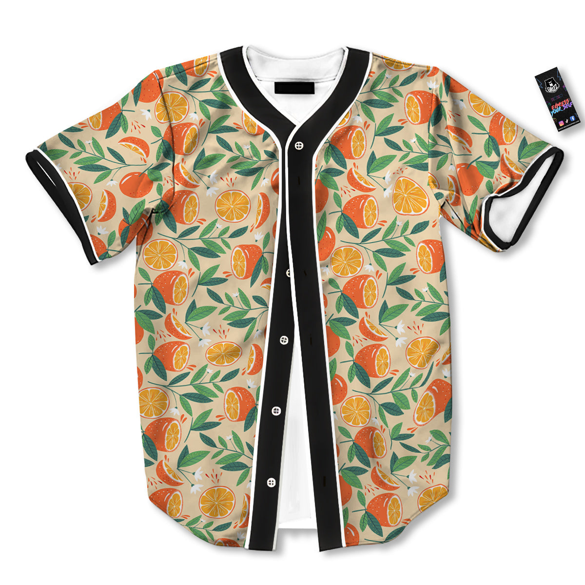 Fruit Cute Orange Print Pattern Baseball Jersey-grizzshop