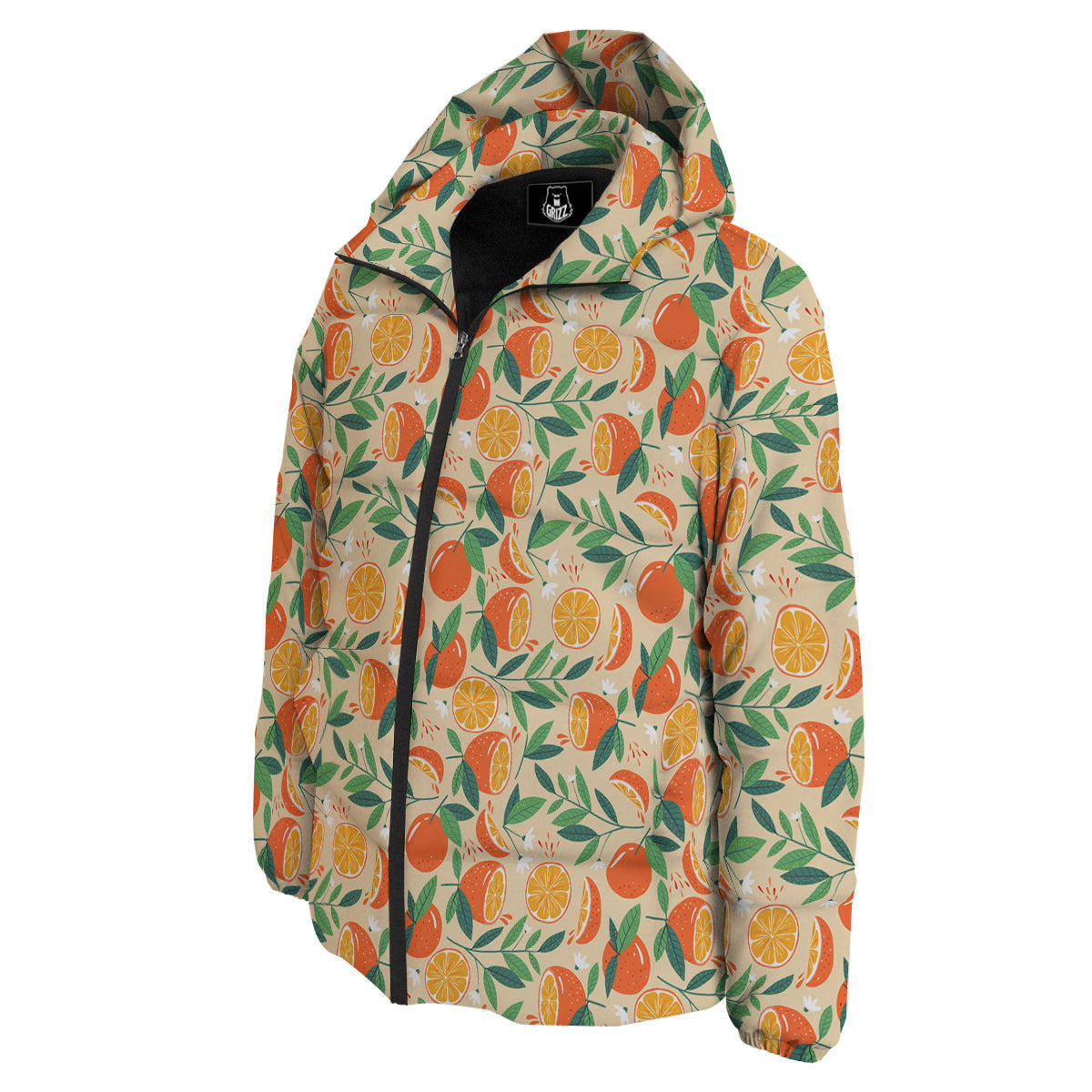 Fruit Cute Orange Print Pattern Down Jacket-grizzshop