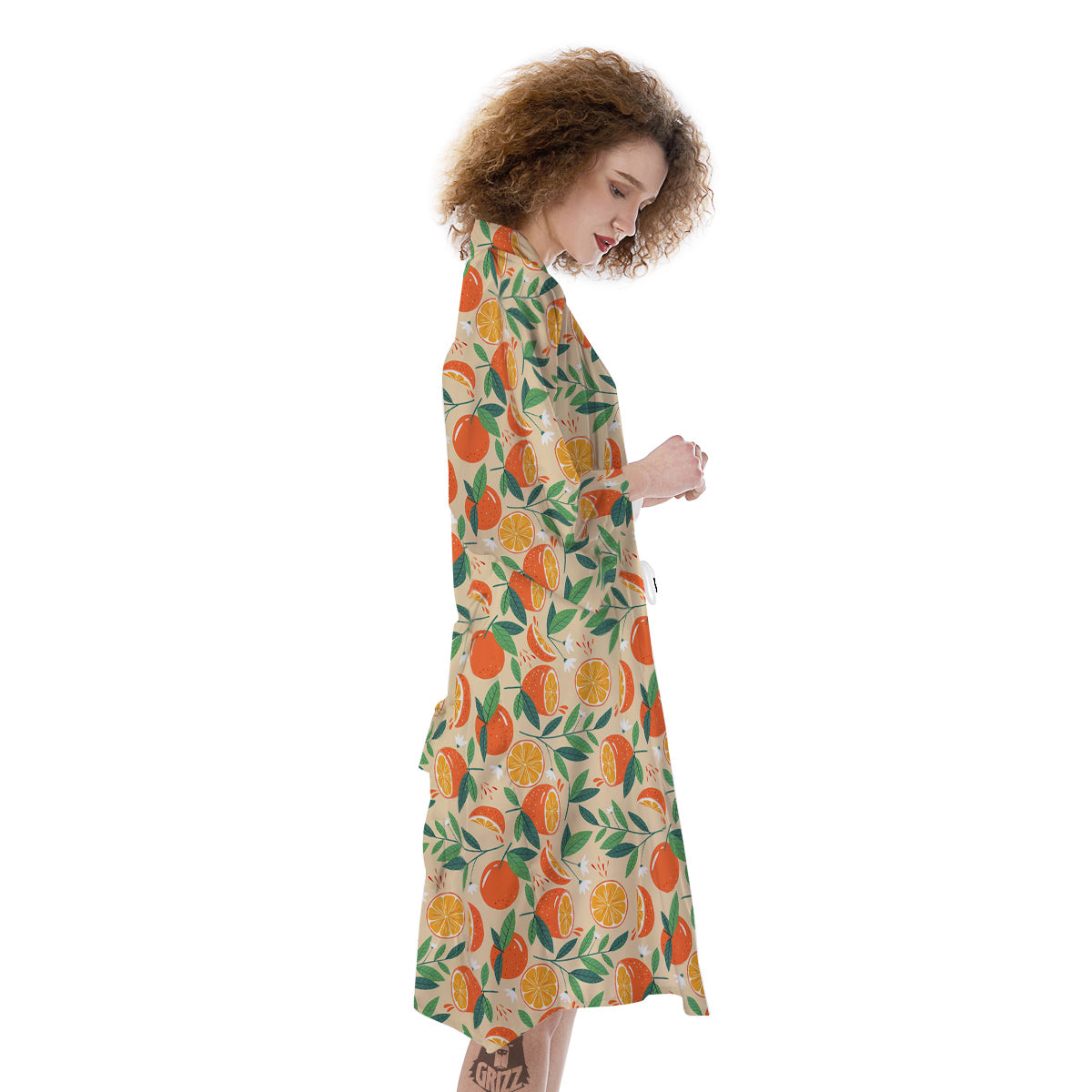 Fruit Cute Orange Print Pattern Kimono-grizzshop