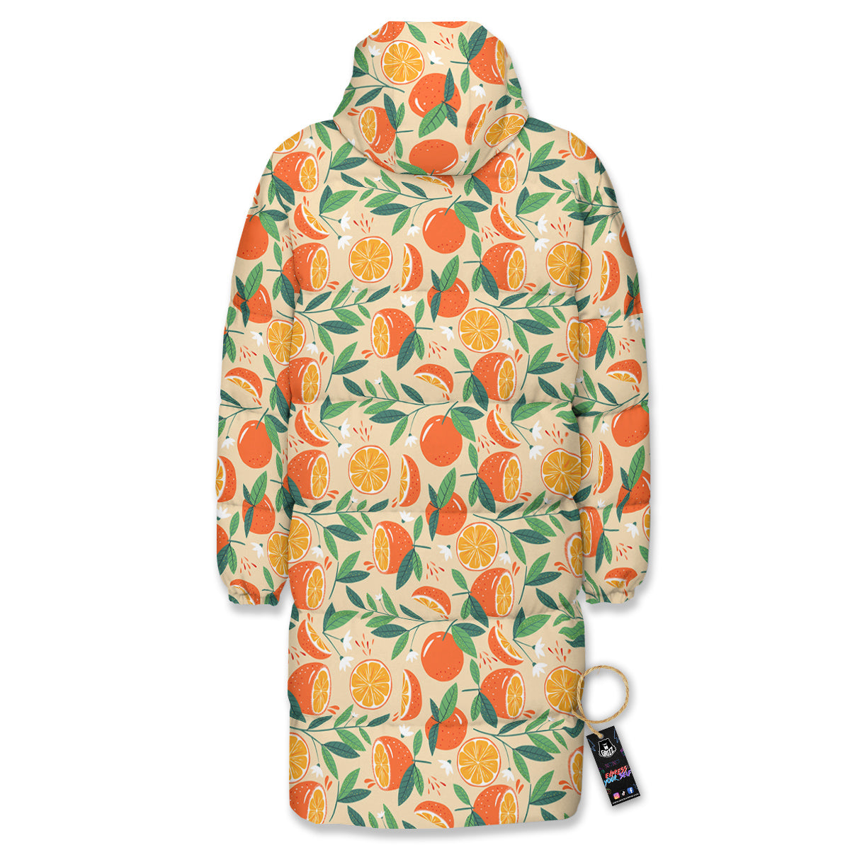 Fruit Cute Orange Print Pattern Long Down Jacket-grizzshop