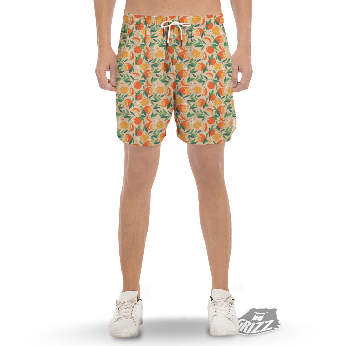 Fruit Cute Orange Print Pattern Men's Gym Shorts-grizzshop