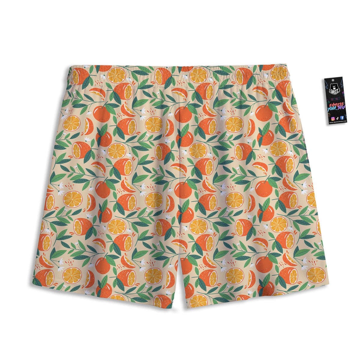 Fruit Cute Orange Print Pattern Mesh Shorts-grizzshop