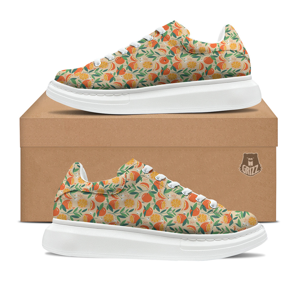 Fruit Cute Orange Print Pattern Platform Shoes-grizzshop