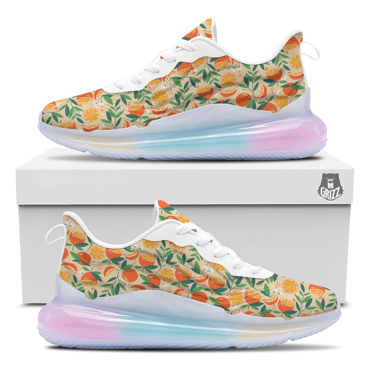 Fruit Cute Orange Print Pattern Running Sneakers-grizzshop