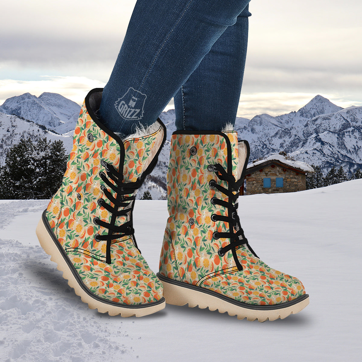 Fruit Cute Orange Print Pattern Snow Boots-grizzshop