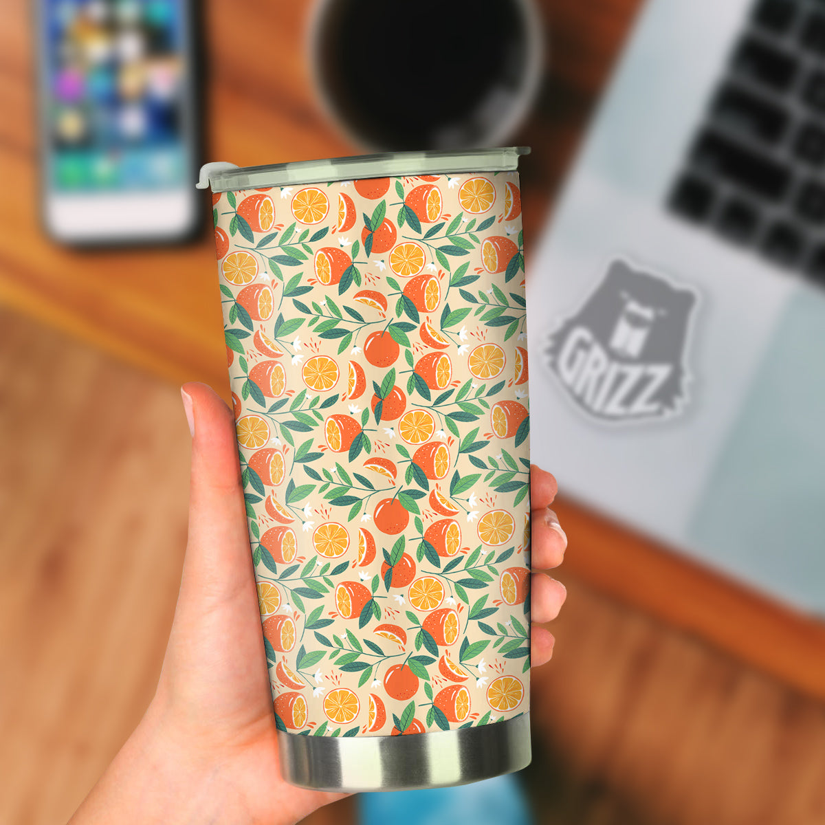 Fruit Cute Orange Print Pattern Tumbler-grizzshop