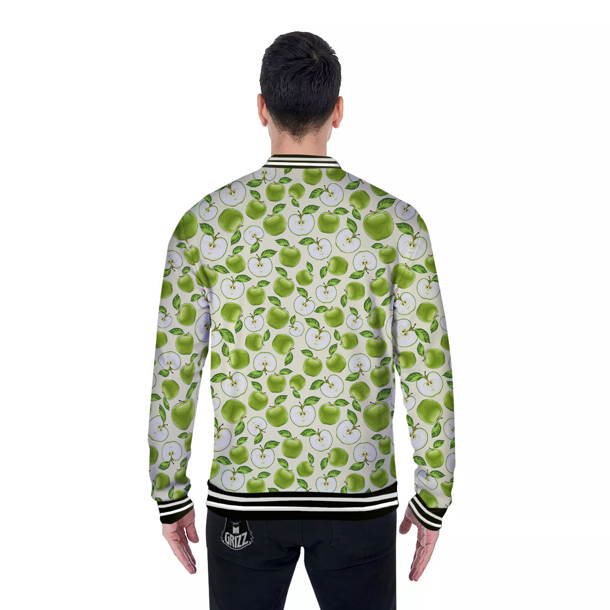 Fruit Green Apple Print Pattern Baseball Jacket-grizzshop