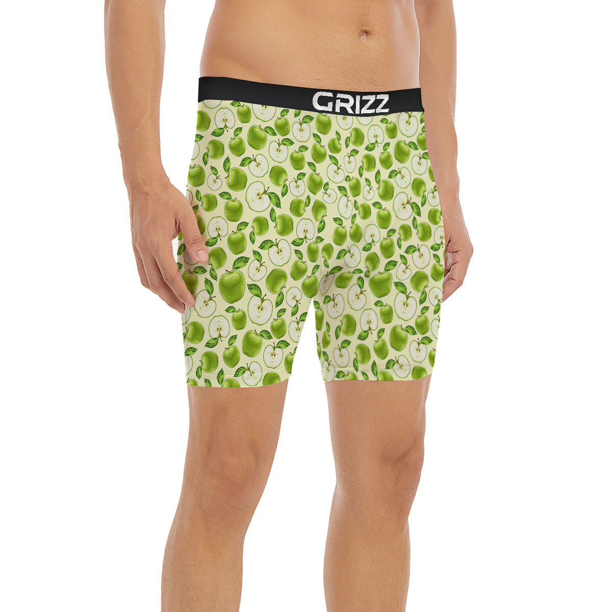 Fruit Green Apple Print Pattern Boxer Briefs-grizzshop