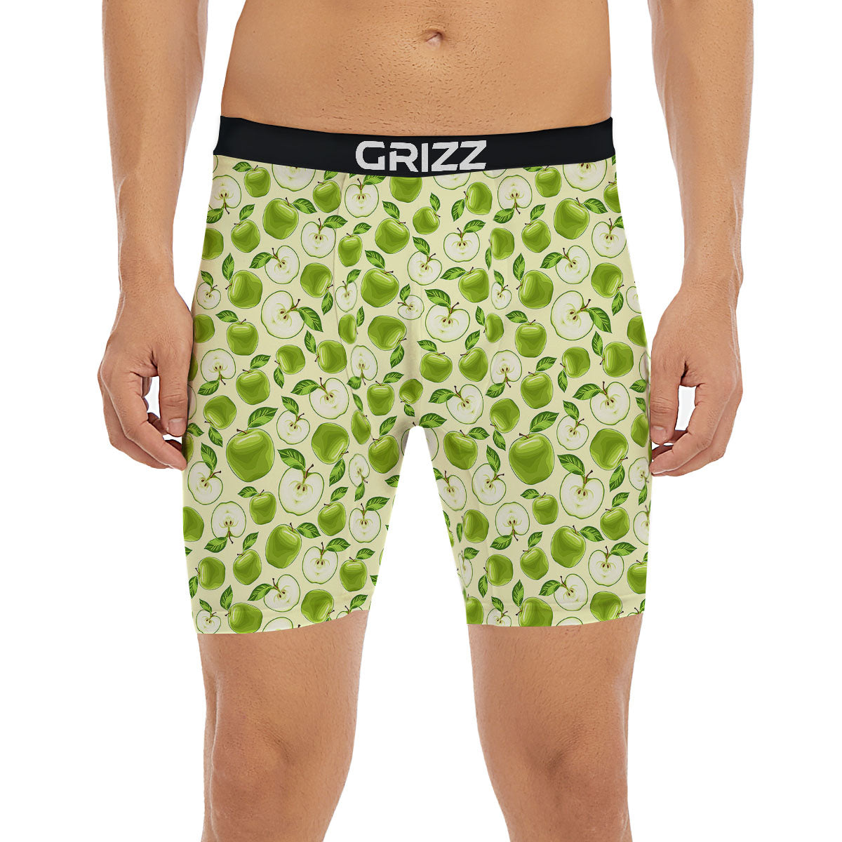 Fruit Green Apple Print Pattern Boxer Briefs-grizzshop