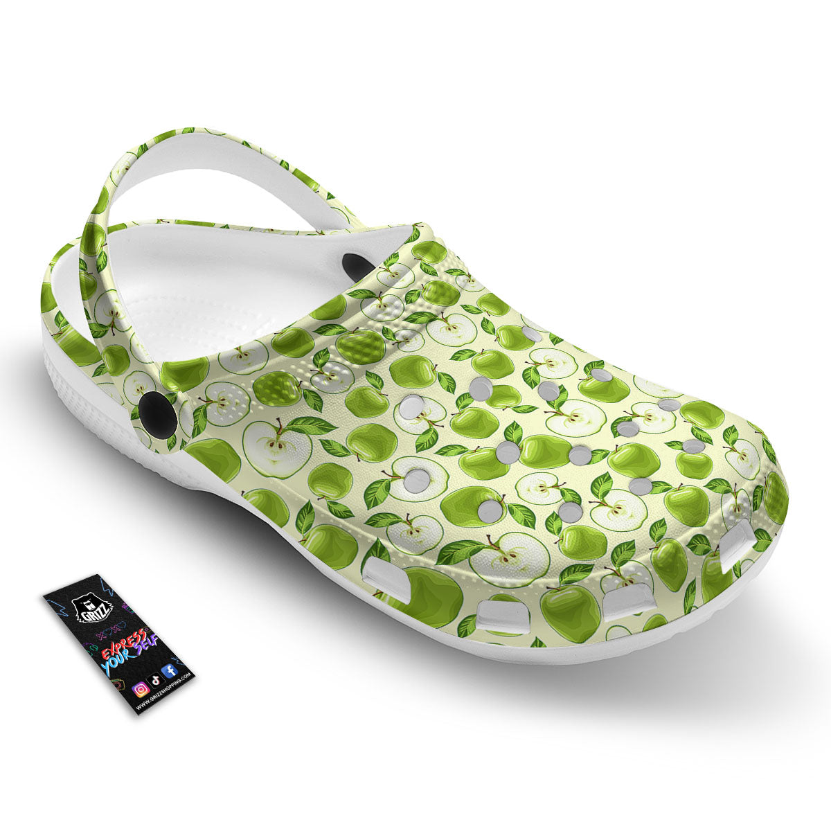 Fruit Green Apple Print Pattern Clog-grizzshop