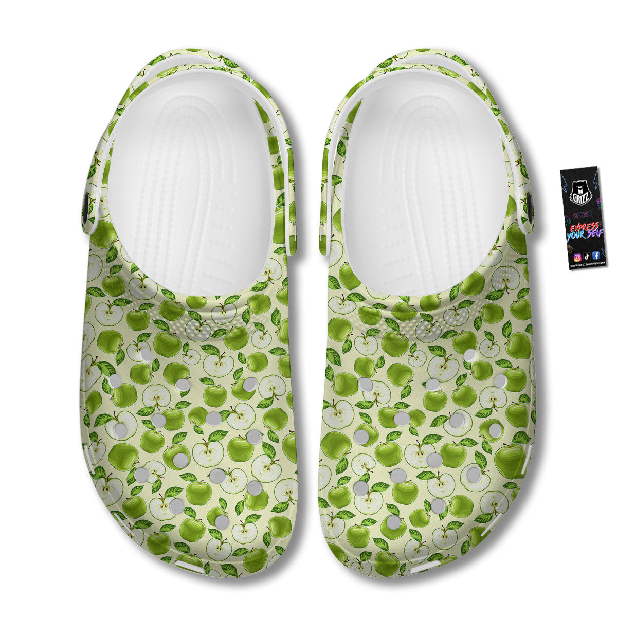 Fruit Green Apple Print Pattern Clog-grizzshop