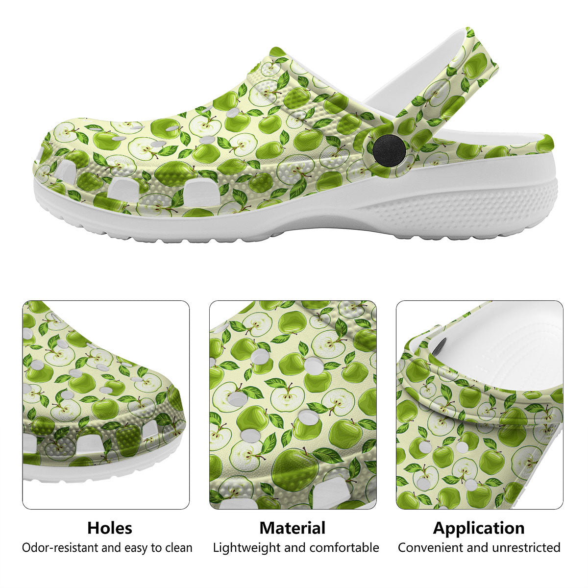 Fruit Green Apple Print Pattern Clog-grizzshop
