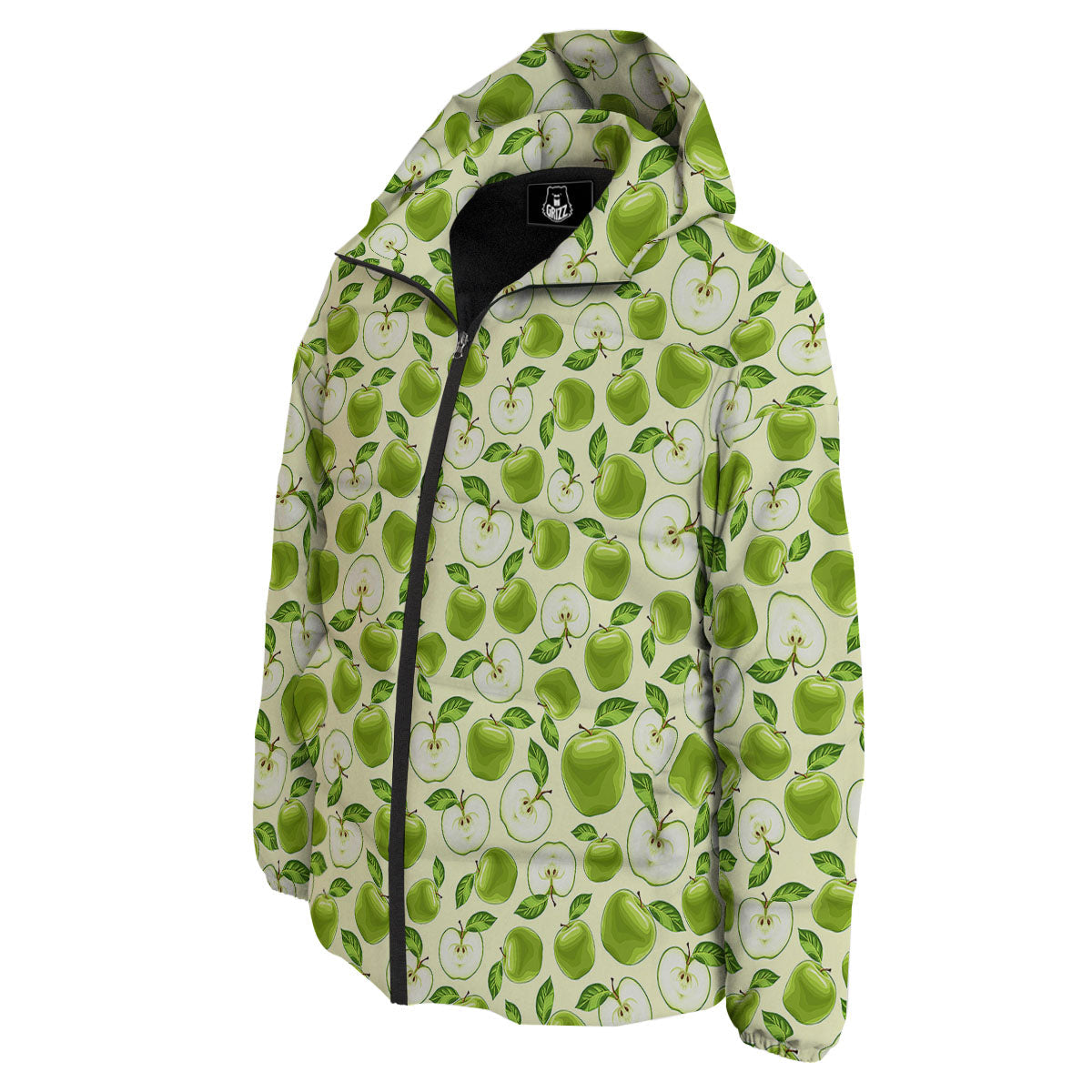 Fruit Green Apple Print Pattern Down Jacket-grizzshop